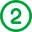 Grüner Kreis mit Zahl 2 – Symbol für Schritt 2 oder Punkt 2